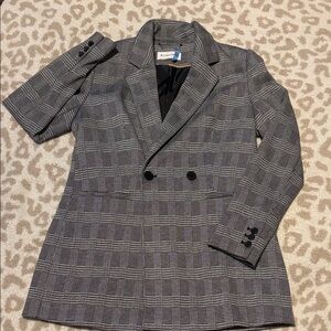 Calvin Klein Black and White Houndstooth Blazer